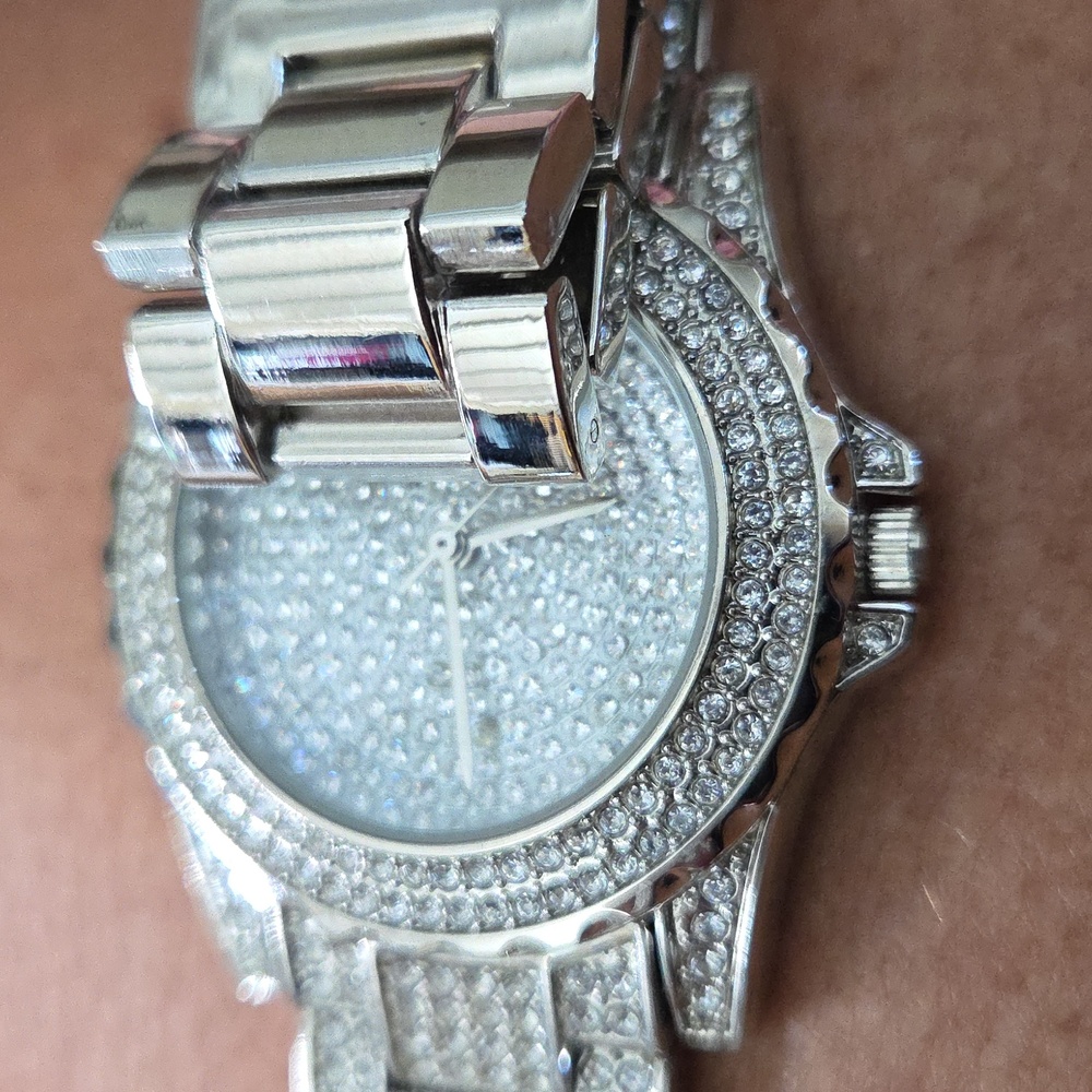 Nwot! Iced Out Silver Watch - Picture 6 of 8